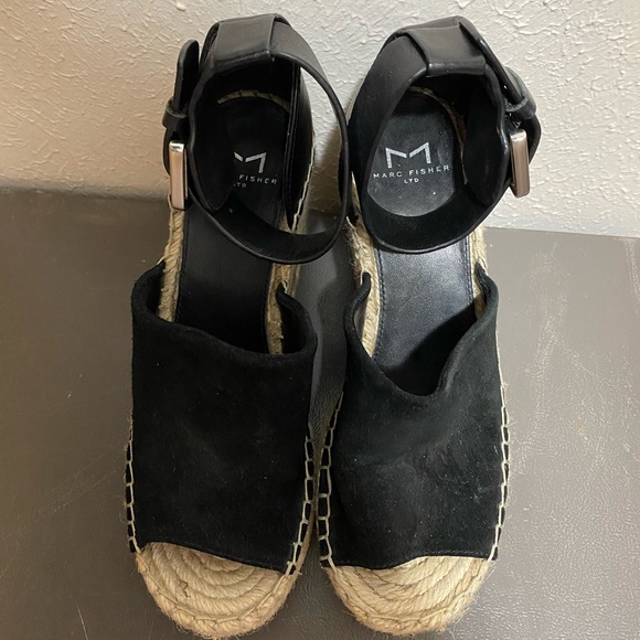 Black Marc Fisher Adalyn Espadrille Wedge - Picture 2 of 4